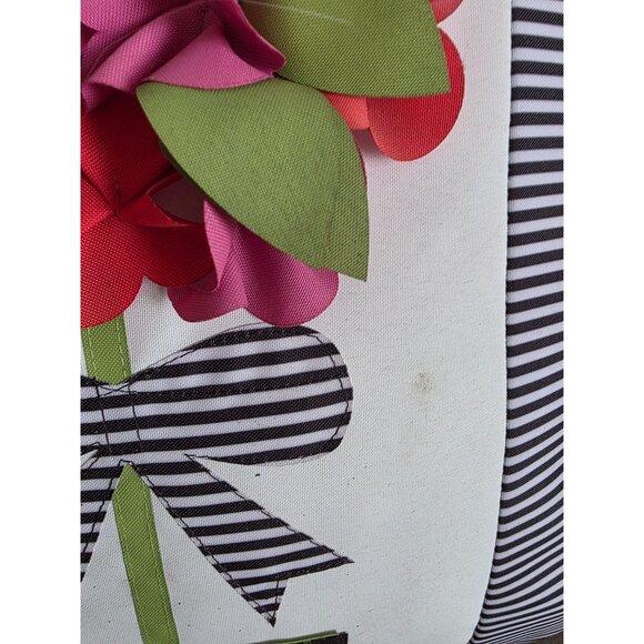 Edie Inc Floral Decor Pillow With 3D Flowers & Stripes - Picture 4 of 7